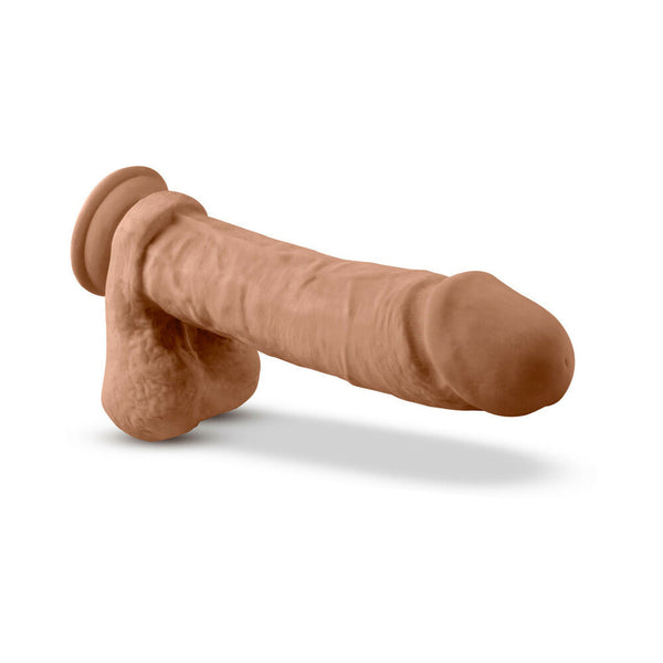 9.5 in. Posable Dual Density Dildo with Balls Tan