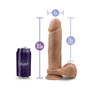 9.5 in. Posable Dual Density Dildo with Balls Tan