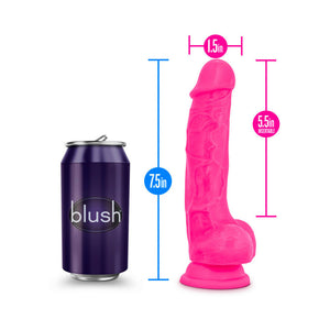 7.5 in. Silicone Dual Density Dildo with Balls Neon Pink