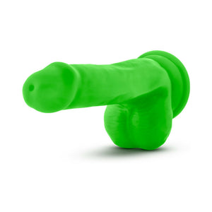 6 in. Silicone Dual Density Dildo with Balls Neon Green