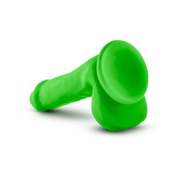 6 in. Silicone Dual Density Dildo with Balls Neon Green