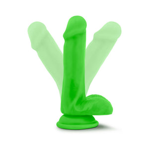 6 in. Silicone Dual Density Dildo with Balls Neon Green