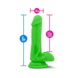 6 in. Silicone Dual Density Dildo with Balls Neon Green
