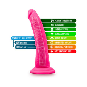 7.5 in. Silicone Dual Density Dildo Neon Pink