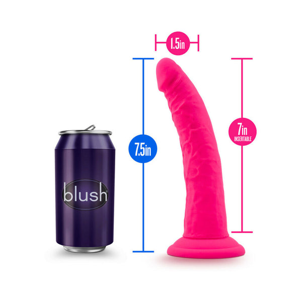 7.5 in. Silicone Dual Density Dildo Neon Pink