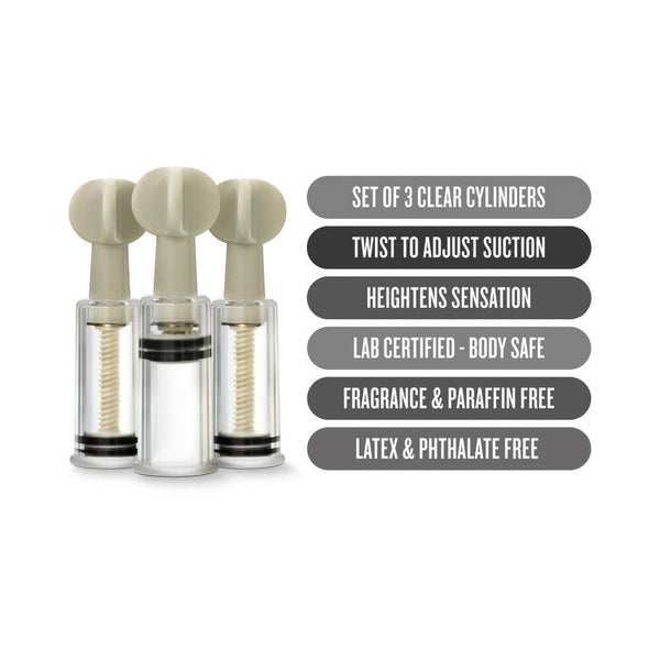 Clit and Nipple Twist Suckers 3-Piece Set Clear