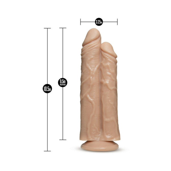 Dr. Double Stuffed 10.5 in. Double Shaft Dildo with Suction Cup Beige