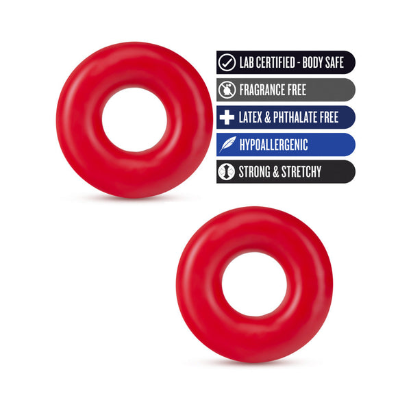 Donut Rings Oversized Cockring 2-Pack Red