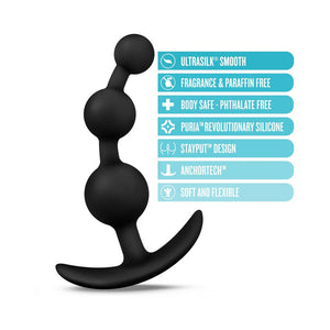 Silicone Small Anal Beads Plug Black