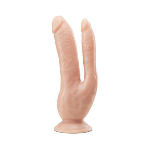 DP Cock Realistic 8 in. Dual Entry Dildo with Suction Cup Beige