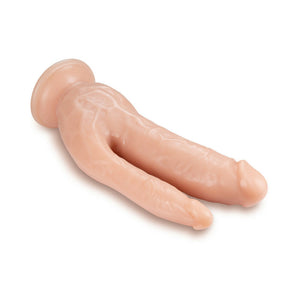 DP Cock Realistic 8 in. Dual Entry Dildo with Suction Cup Beige