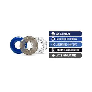 Triple Stretch Cockrings 3-Pack Assorted Colors