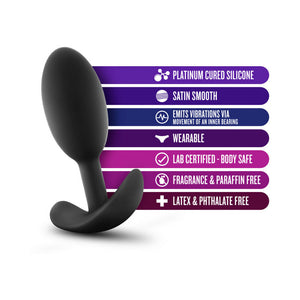 Silicone Weighted Vibra Slim Plug Medium Black