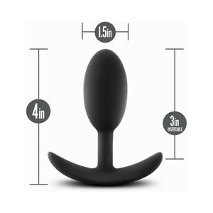Silicone Weighted Vibra Slim Plug Medium Black