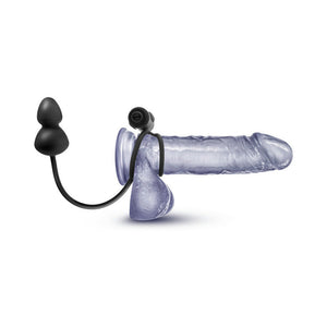 Silicone Anal Plug with Vibrating C-Ring Black