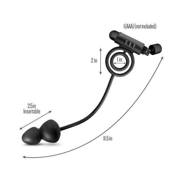 Silicone Anal Plug with Vibrating C-Ring Black