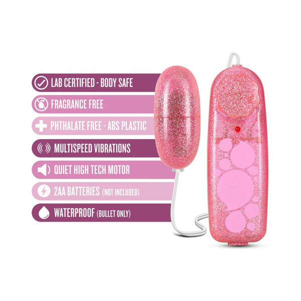 Glitter Power Bullet Remote-Controlled Egg Vibrator Pink
