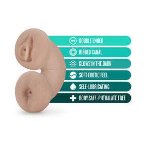 Soft + Wet Double Trouble Glow in the Dark Self-Lubricating Stroker Beige