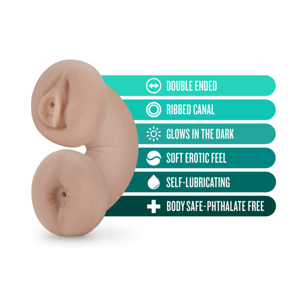 Soft + Wet Double Trouble Glow in the Dark Self-Lubricating Stroker Beige