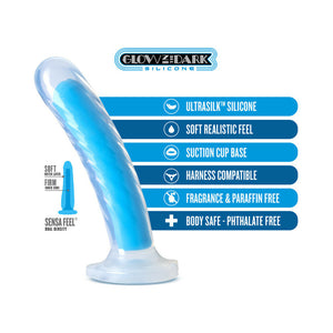 Glow in the Dark Tao 7 in. Dual-Density Dildo Neon Blue