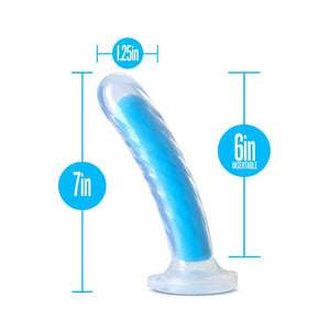 Glow in the Dark Tao 7 in. Dual-Density Dildo Neon Blue