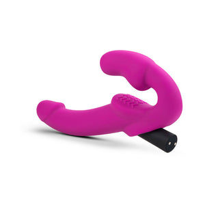 Estella 9.5 in. Silicone Strapless Strap-On Dildo with Bullet Vibrator Pink