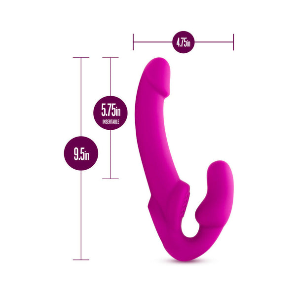 Estella 9.5 in. Silicone Strapless Strap-On Dildo with Bullet Vibrator Pink