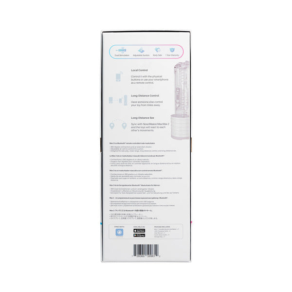 Max 2 Bluetooth App-Controlled Vibrating and Suction Masturbator (Neutral Sleeve)