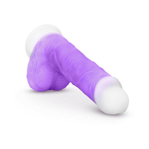 Blush Neo Elite Encore 8 in. Silicone Vibrating Dildo with Balls & Suction Cup Purple