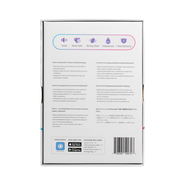 Hush 2 Bluetooth Remote-Controlled Vibrating Butt Plug XS 1 in.