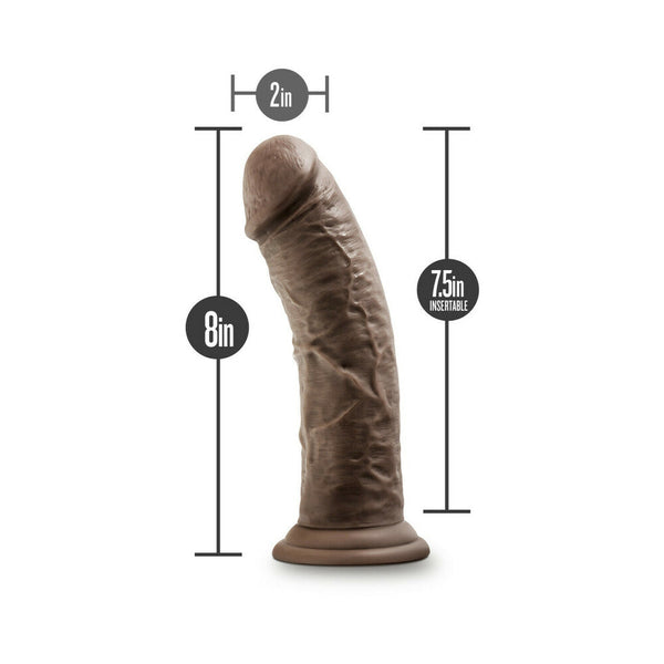 Glide Realistic 8 in. Self-Lubricating Dildo with Suction Cup Brown