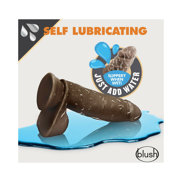 Glide Realistic 7 in. Self-Lubricating Dildo with Balls & Suction Cup Brown