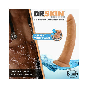 Glide Realistic 7.5 in. Self-Lubricating Dildo with Suction Cup Tan