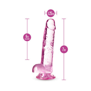Crystalline 7 in. Dildo with Balls Rose