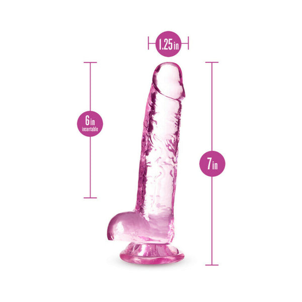 Crystalline 7 in. Dildo with Balls Rose