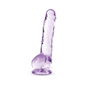 Crystalline 8 in. Dildo with Balls Amethyst