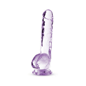 Crystalline 8 in. Dildo with Balls Amethyst