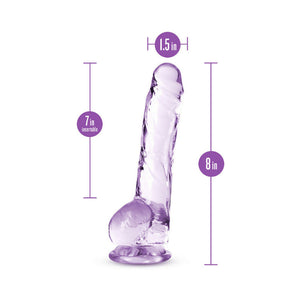 Crystalline 8 in. Dildo with Balls Amethyst