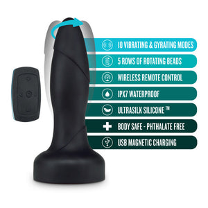 Vibrating & Rotating Drive Plug Black