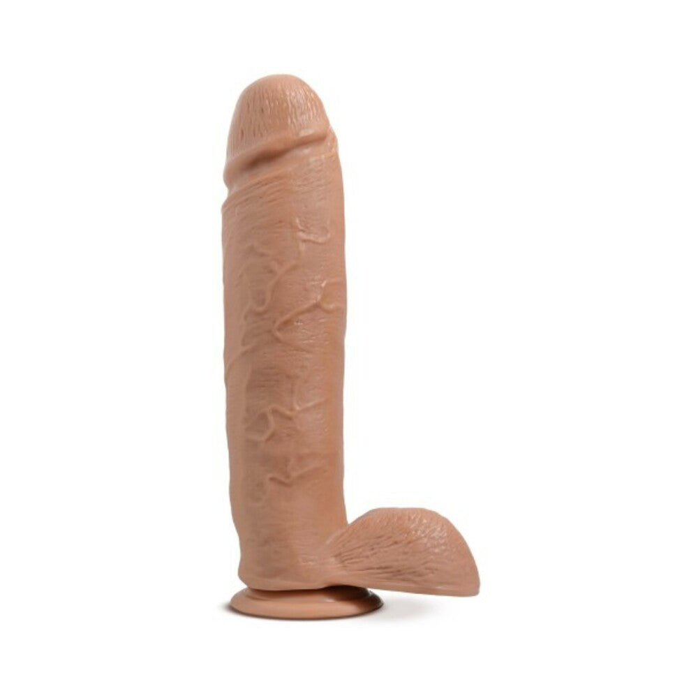 Au Naturel Huge 10 in. Posable Dual Density Dildo with Balls Tan