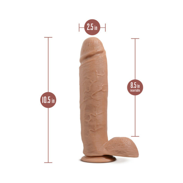 Huge 10 in. Posable Dual Density Dildo with Balls Tan