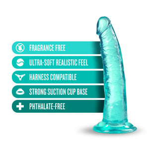 Plus Lust n'' Thrust 7 in. Dildo with Suction Cup Teal