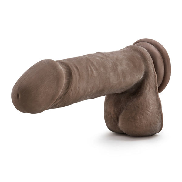 Plus Thick 9 in. Triple Density Posable Dildo with Balls Brown