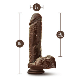 Plus Thick 9 in. Triple Density Posable Dildo with Balls Brown