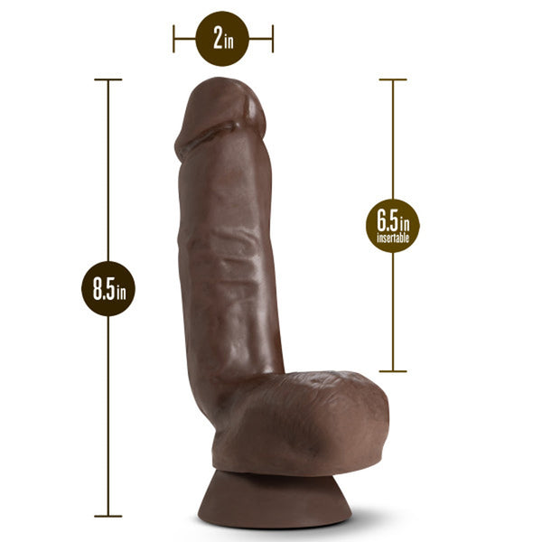 Plus Thick 8 in. Triple Density Posable Dildo with Balls Brown