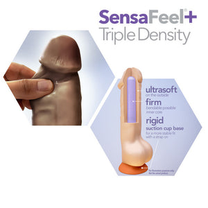Plus Thick 8 in. Triple Density Posable Dildo with Balls Brown