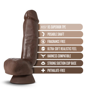 Plus Thick 8 in. Triple Density Posable Dildo with Balls Brown