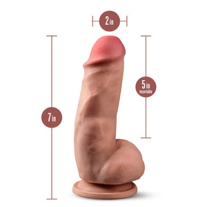 Plus Girthy 7 in. Triple Density Posable Dildo with Balls Tan