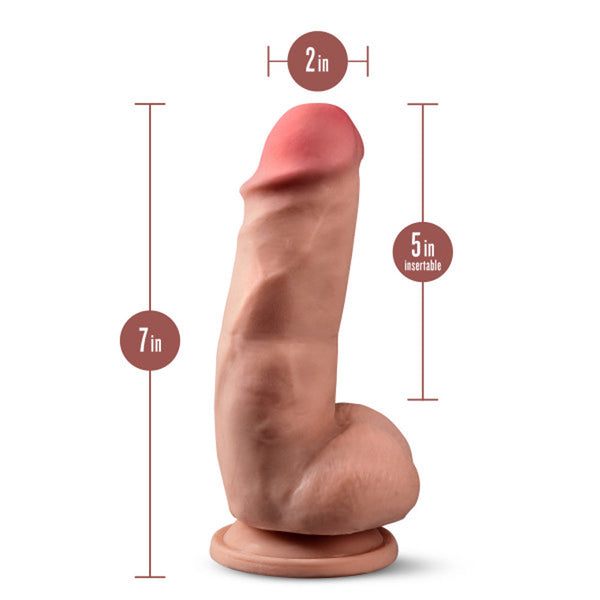 Plus Girthy 7 in. Triple Density Posable Dildo with Balls Tan