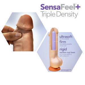 Plus Girthy 7 in. Triple Density Posable Dildo with Balls Tan